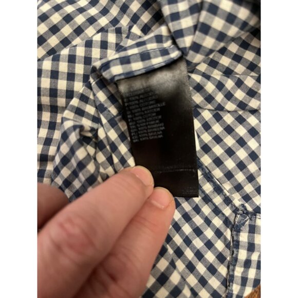 The North Face Mens Shirt M Navy Gingham Check Button Up Long Sleeve - Picture 8 of 10